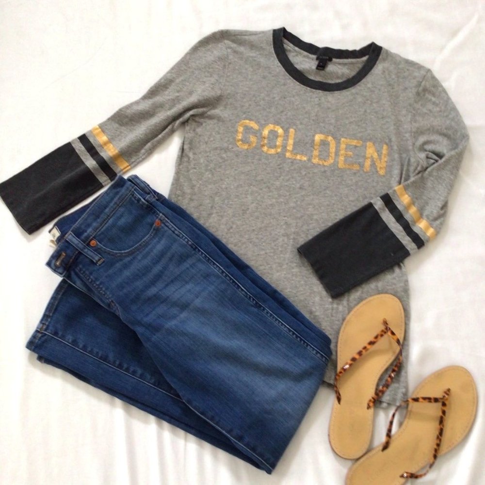 PRICE DROP!! J Crew 3/4-Sleeve Graphic Slub Tee Sz S